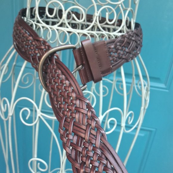 Genuine Leather Belt Wide Woven Braided Belts Crochet Womens like new M main image 4